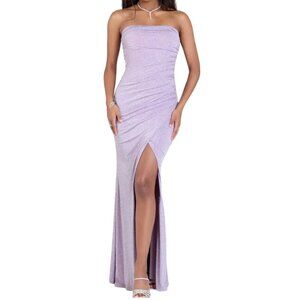 Windsor XS NWT Lavender Ruched Slit Maxi Dress